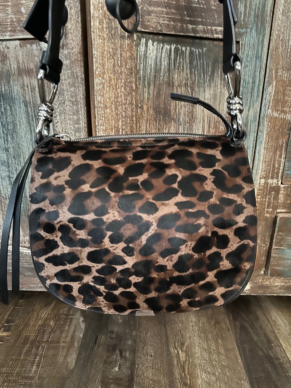 ALLSAINTS CROSSBODY HANDBAG PURSE TOTE LEOPARD ANIMAL PRINT NWT